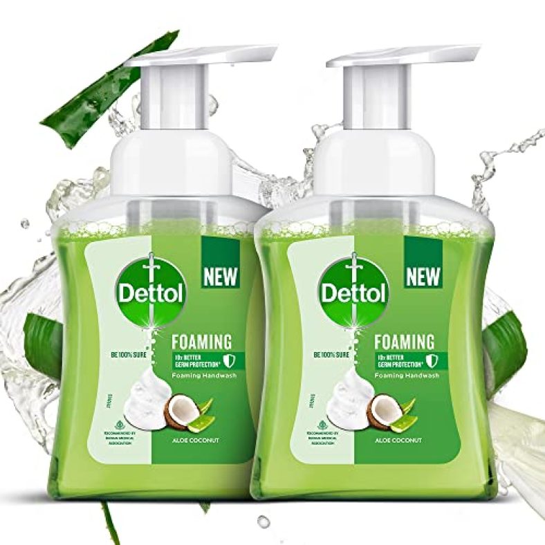 Dettol Foaming Handwash Pump – Aloe Coconut (Pack Of 2-250Ml Each) | Rich Foam | Moisturizing Hand Wash | Soft On Hands
