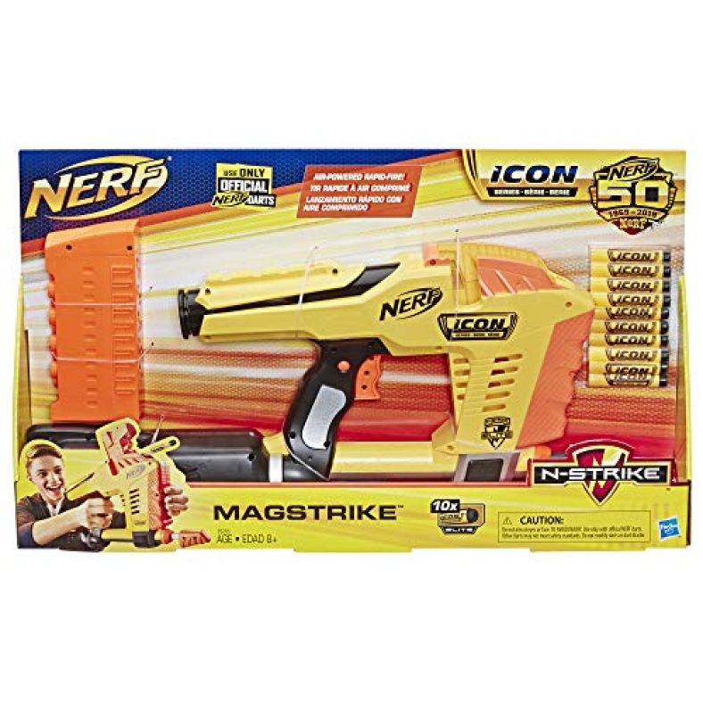 Nerf 50Th Anniversary Icon Series Magstrike N-Strike Air-Powered Toy Blaster For Kids And Adults, Multicolour