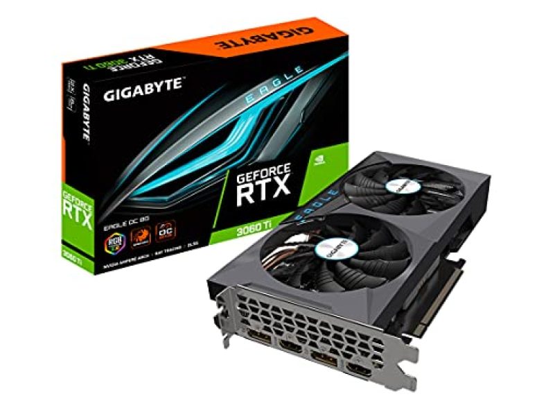 Gigabyte Geforce Rtx 3060 Ti Eagle Oc 8G (Rev2.0) Graphics Card, 2X Windforce Fans, Lhr, 8Gb 256-Bit Gddr6, Gv-N306Teagle Oc-8Gd Rev2.0 Video Card