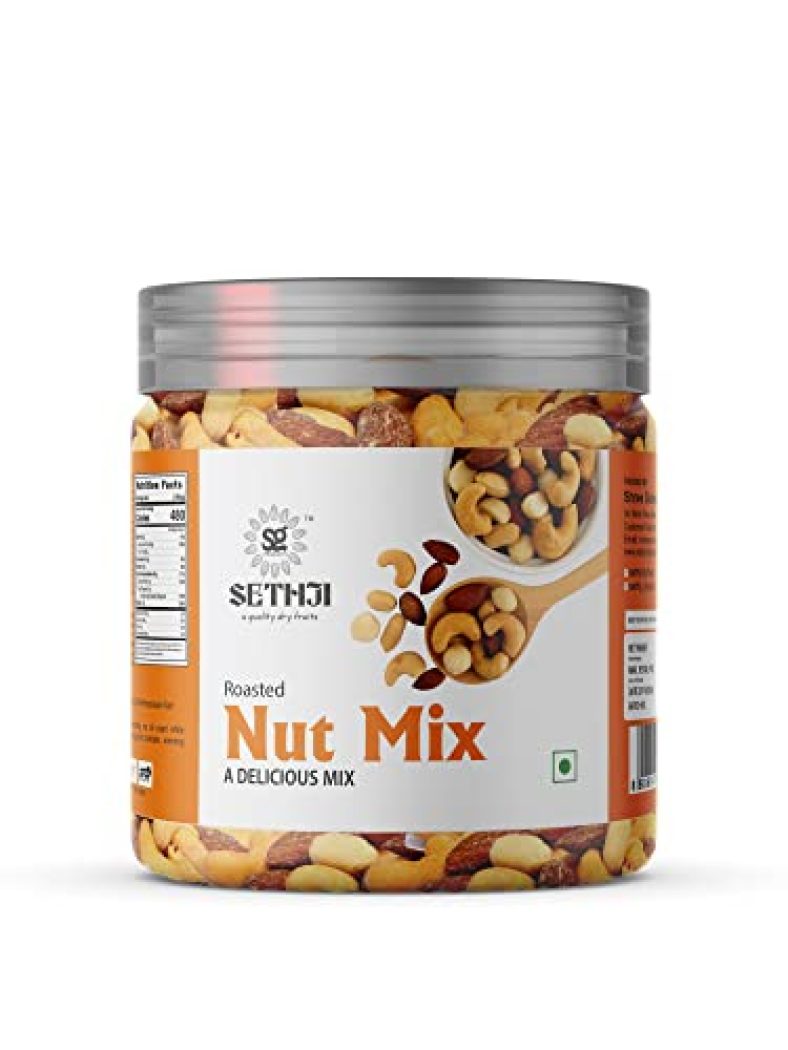 Sethji Roasted & Salted Nuts Mix Value Pack Jar ,250G -Roasted In Pink Himalayan Salt (Almonds, Cashews, & Peanut)