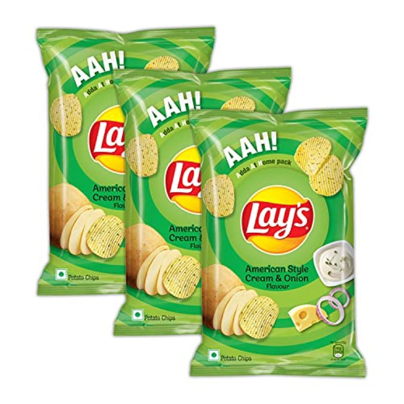Lay’S Potato Chips – American Style Cream & Onion Flavour , 115 Gm Value Pack Of 3