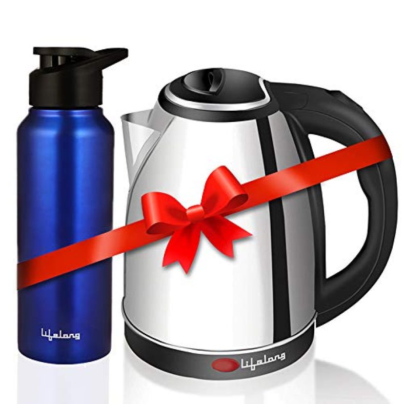 Lifelong Llekbt01 Electric Kettle 1.5 Litre 1500W For Boiling Water, Soup With Leak Proof 750 Ml Stainless Steel Bottle Combo | Combo For Kitchen, Easy To Use | 1 Year Warranty