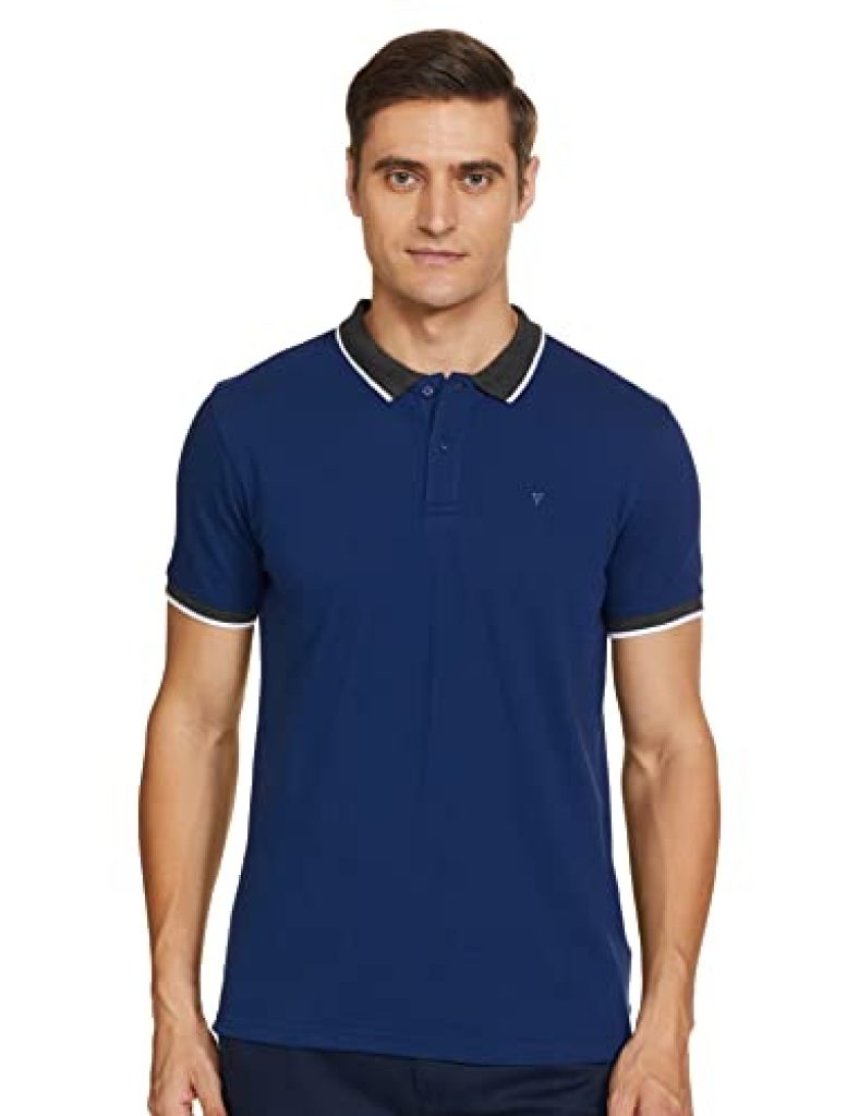 Van Heusen Men’S Solid Regular Fit Polo (Vskpurgp729834S_Navy S)