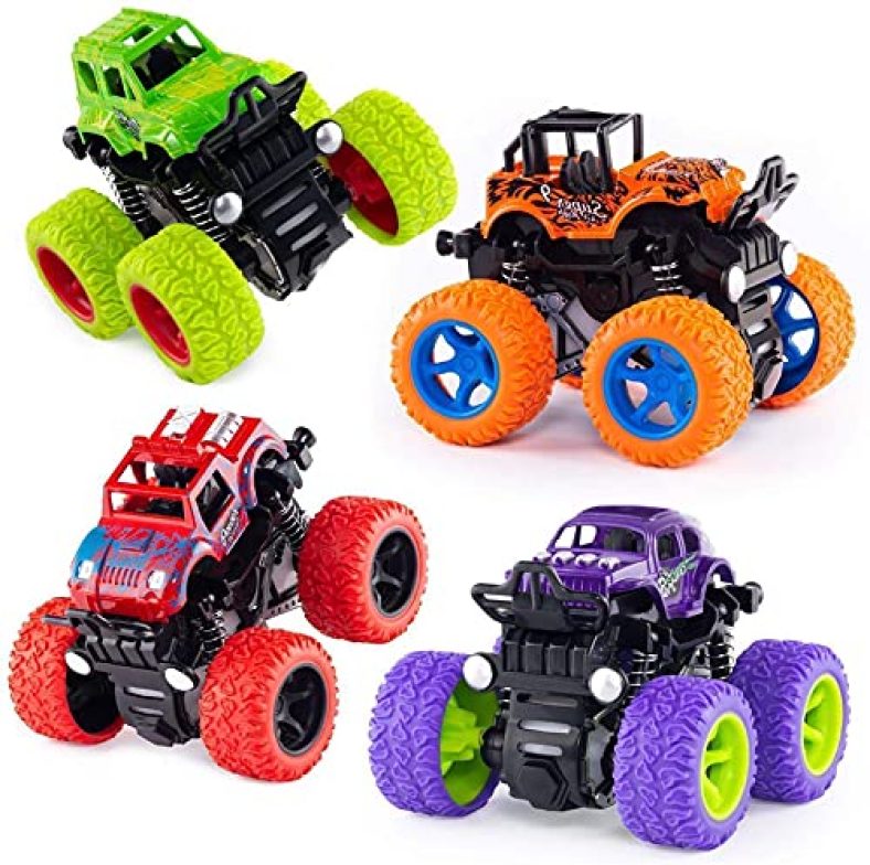 Harry Fancy Monster Trucks Push And Go Friction Powered Toy(Pack Of 4,Multi Color)