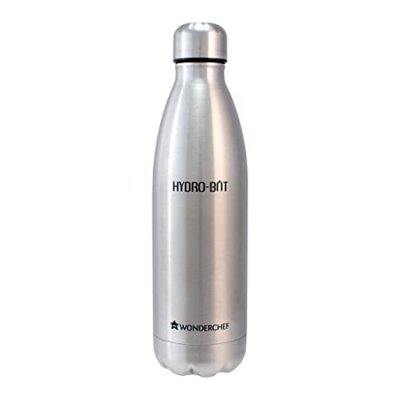 Wonderchef Hydro-Bot Stainless Steel Single Wall Water Bottle, 1000Ml