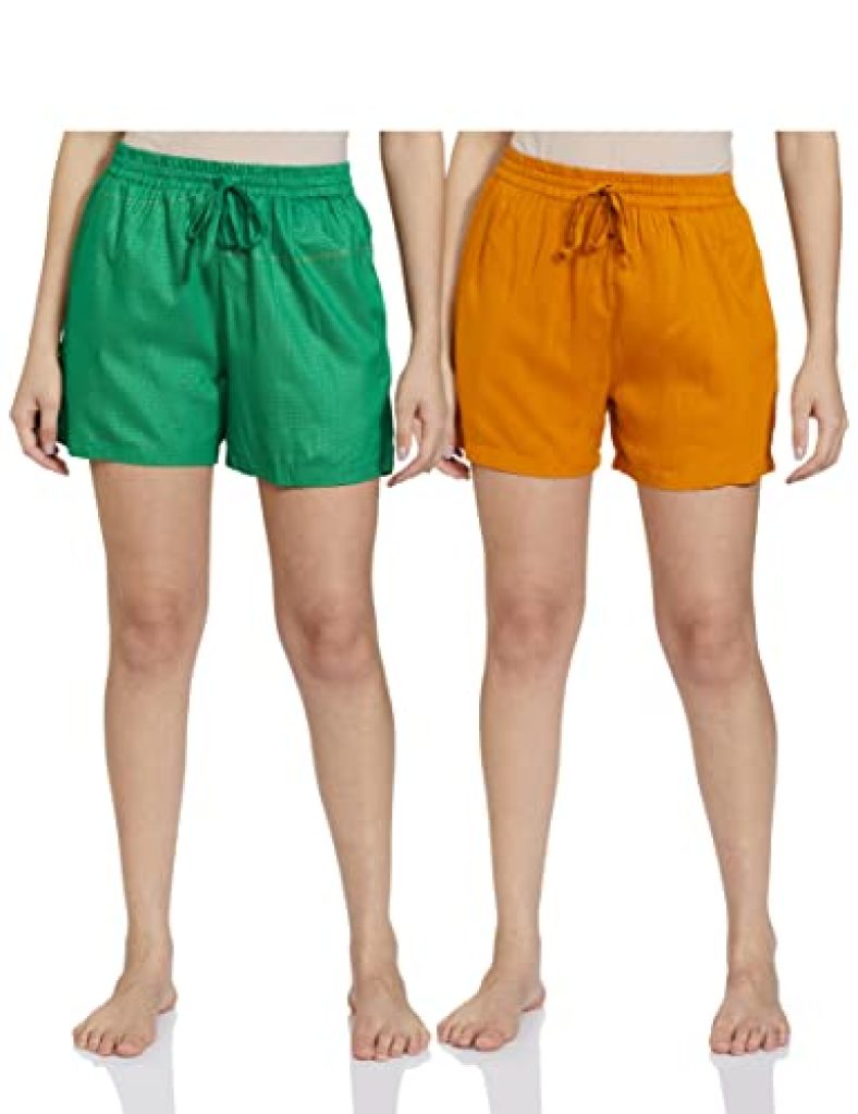 Indigo Women’S Bermuda Shorts (Pack Of 2) (Aw21/Blc-072 C_Color Name: Lime+ Mustard_S)