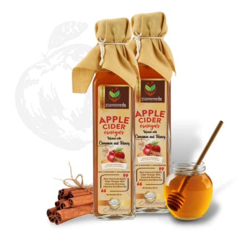 Premium Apple Cider Vinegar With Active Mother Rich In Antioxidants | Infused With Raw Honey And Organic Cinnamon By Buenaveda- Drop Of Good Life | Glass Bottle – 250Ml (Pack Of 2)