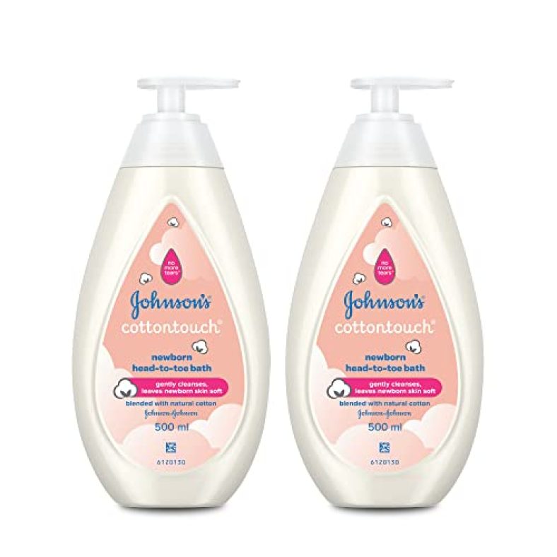 Johnson’S Cotton Touch Newborn Baby Head-To-Toe Bath, 500Ml With No More Tears Formula (Pack Of 2)
