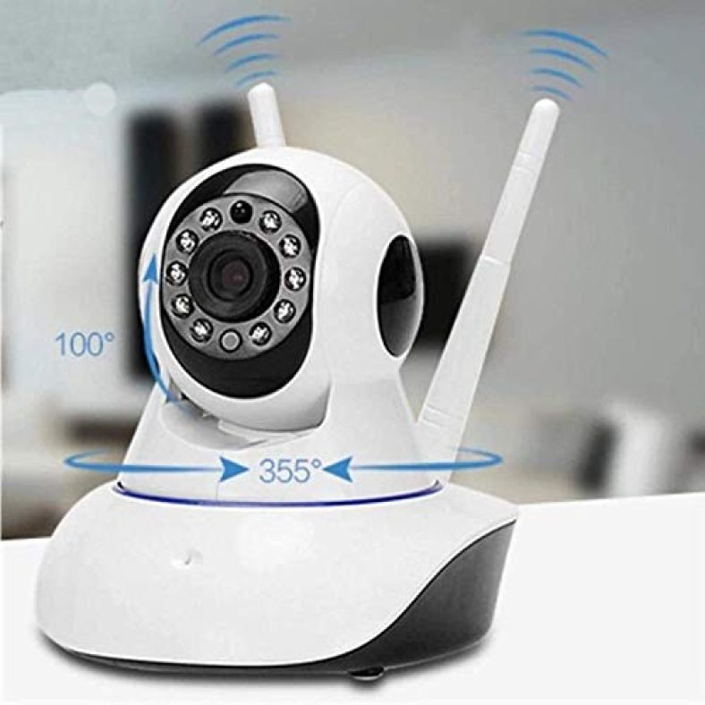 Mjdcnc Wifi Wireless Hd Ip Security Camera Cctv [Watch Live Demo] | Two Way Communication | Night Vision Camera | Supports Upto 128 Gb Sd Card [Dual Antenna]