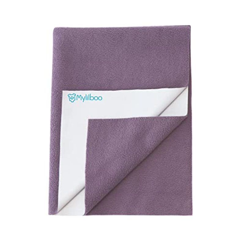 Mylilboo Soft Waterproof Absorbent Washable Multipurpose Baby Dry Sheet/Bed Protector (Small-Pack Of 1, Light Purple)