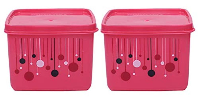 Kuber Industries Plastic 2 Pieces Multipurpose Storage Container Set 1000 Ml (Pink) – Ctktc23288,Standard