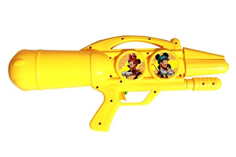 Popo Toys Holi Pull & Pump Mickey Mouse Gun – Yellow, With 100 Free Balloons, Multicolor