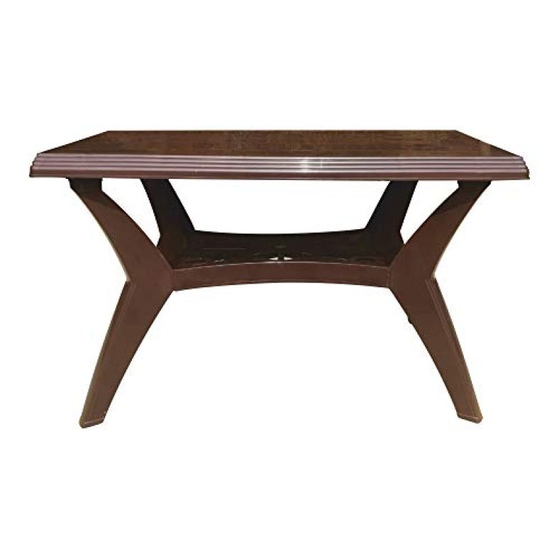 National Jaipur Plastic Contemporary Roma Four Seater Dining Table – Brown, Standard