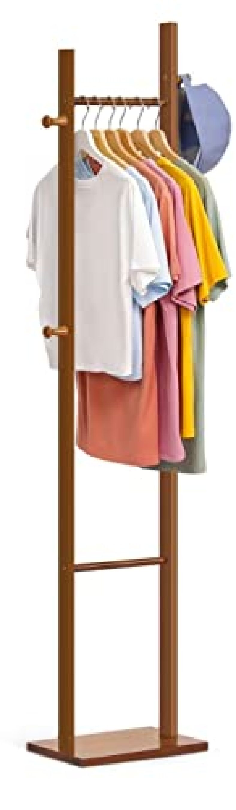 Anh Mart Wooden Coat Rack Durable Wooden Clothes Rack Suitable For All Clothing Room Bedroom,Office Hotel As Hanger Tree Or Floor Hanger. (Walnut, Wood)