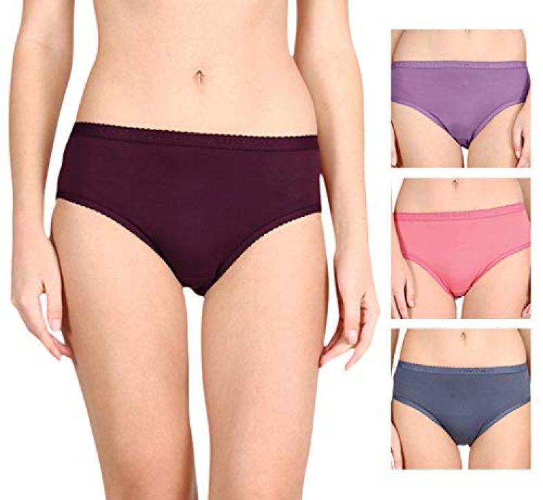 Lux Cozi For Her Women’S Plain Cotton Hipster Panties (Coziher_Pty_201_4Pc_Assorted_80) (Combo Pack Of 4) (Colors And Prints May Vary)