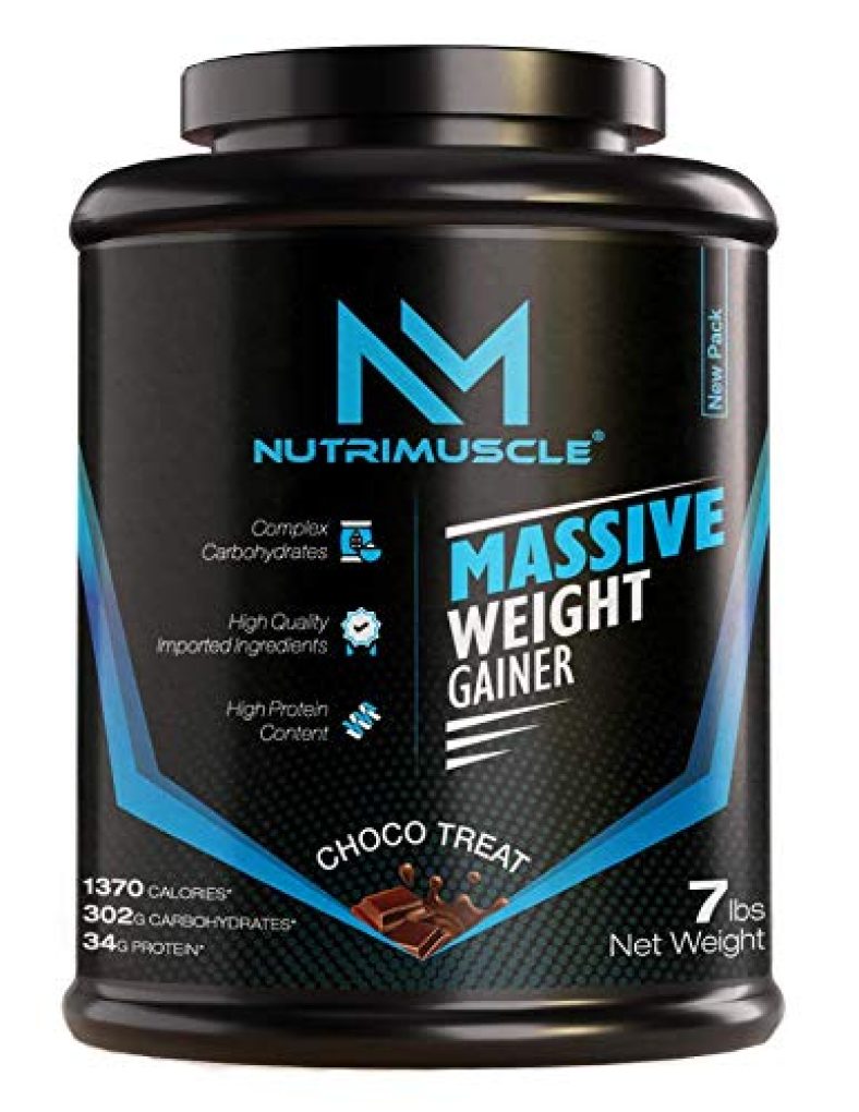 Nutrimuscle Massive Weight Gainer – 7 Lbs – 3.174 Kgs – Choco Treat Flavour – For Muscle And Mass Gain – Made In India