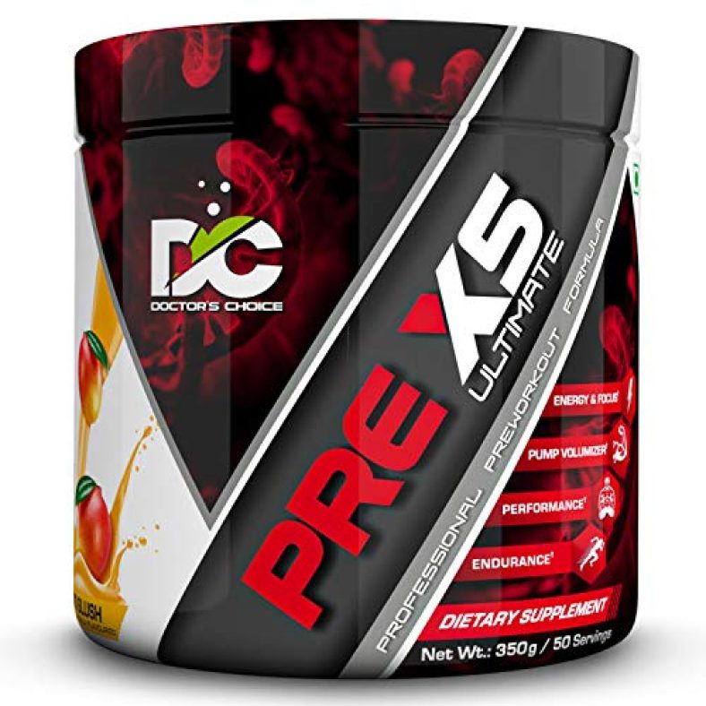 Doctor’S Choice Pre-X5 Ultimate Professional Pre-Workout Formula, Mango Slush, 350 G, Usa Fda Regd 50 Serving