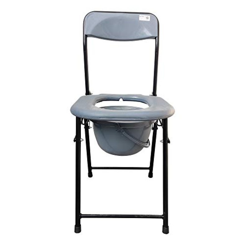 Entros Oval Cut Commode & Bathing Foldable Chair For Senior Citizens Patients Elder People & Pregnant Women | High Strength Ms Material | Made In India – C779A