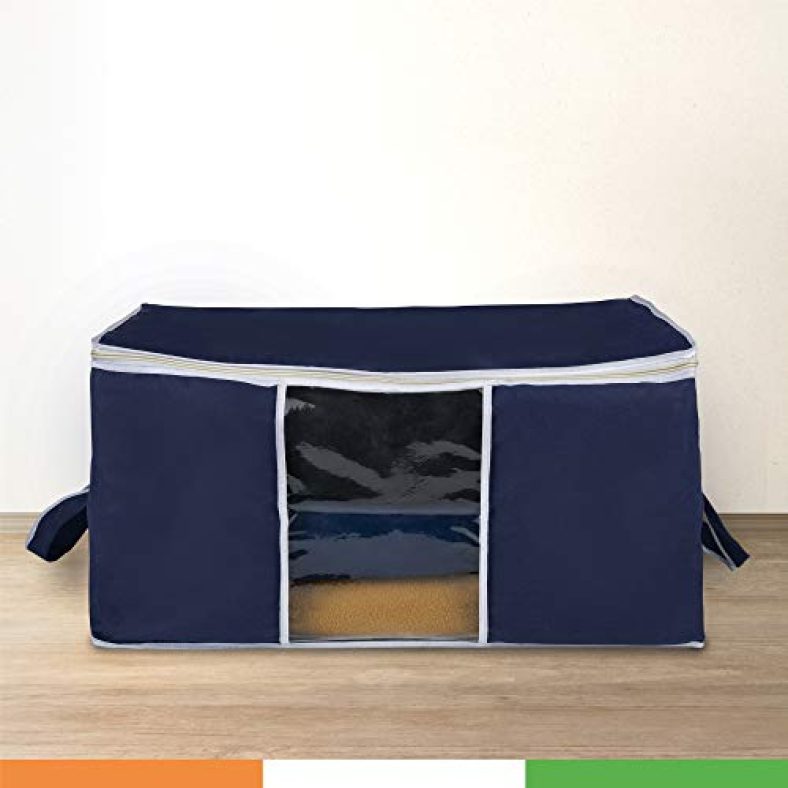 Duraware Extra-Large Wardrobe/Under Bed Storage Organiser With Duralight Fabric For Sarees, Shirts & More | Dust & Moisture Resistant | Pack Of 1 (Blue)