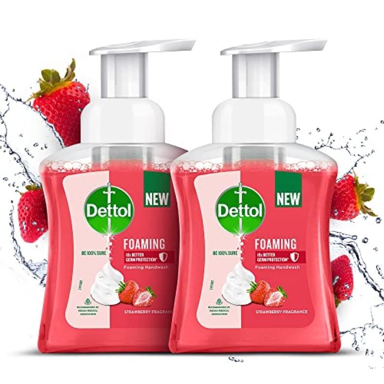 Dettol Foaming Handwash Pump – Strawberry (Pack Of 2-250Ml Each) | Rich Foam | Moisturizing Hand Wash | Soft On Hands