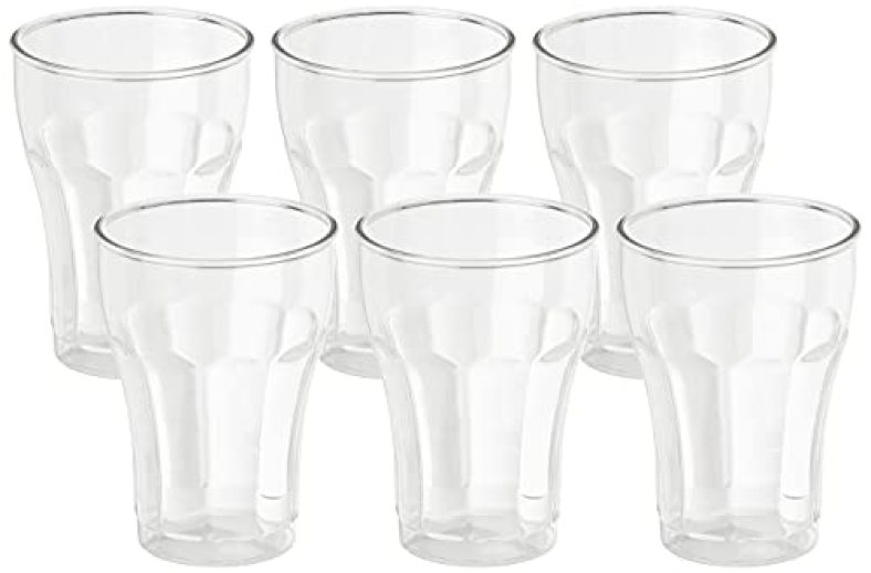 Amazon Brand – Solimo Set Of 6 Plastic Glasses, 250 Ml Each, Transparent
