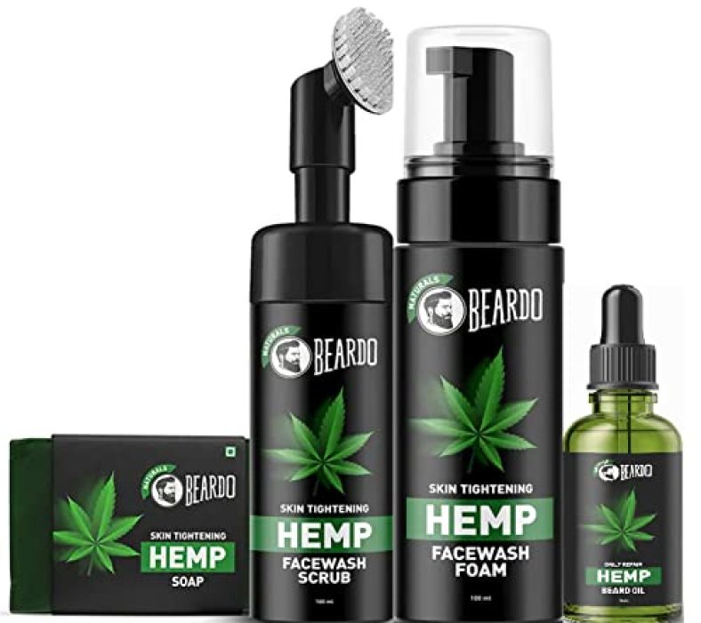 Beardo Hemp Personal Care Combo (Foam Facewash (100Ml),Facewash Scrub (100Ml),Soap (125G) & Beard Oil – 30Ml)