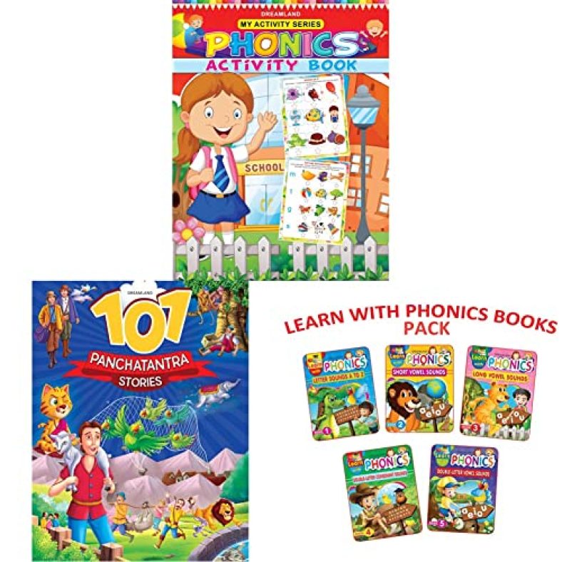 Phonics Activity Book For Age 2 -5 Years- Fun Filled Activities For Children My Activity Series & 101 Panchatantra Stories With Moral (New Edition) & Learn With Phonics 5 Books Pack