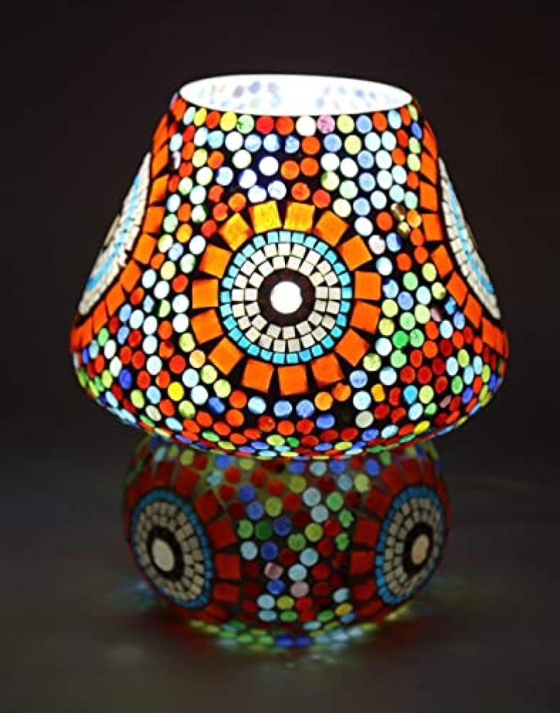 Lexton Handcrafted Mosaic Decorated White Glass Hanging Light | For Home Interior Decorations (Warm White, Pack Of 1), Multicolor (Lex-Glasslight)