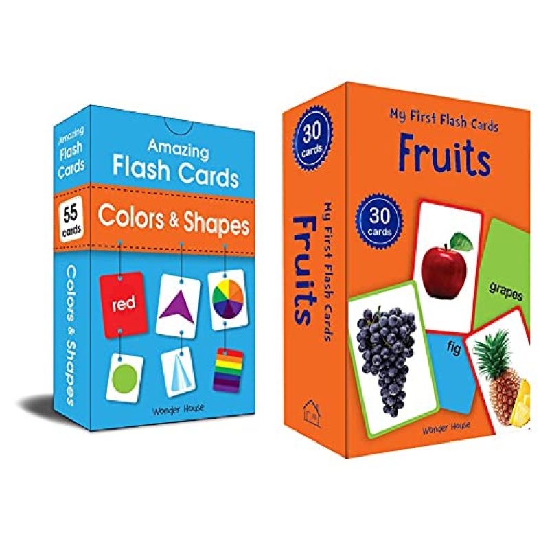 Amazing Flash Cards Colors & Shapes: Early Development Of Preschool Toddler (55 Cards)+My First Flash Cards Fruits: 30 Early Learning Flash Cards For Kids(Set Of 2Books)