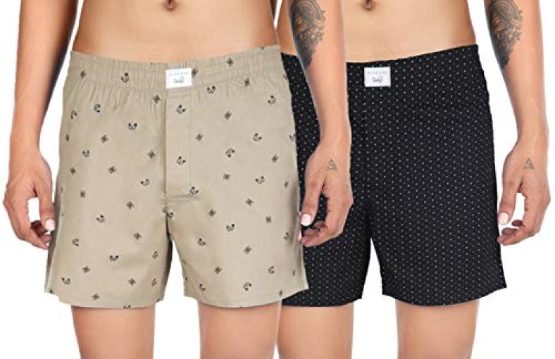 Diverse Men’S Printed Boxer Shorts (Dcmbs01Sc09L34-256_Black, Khaki_L)