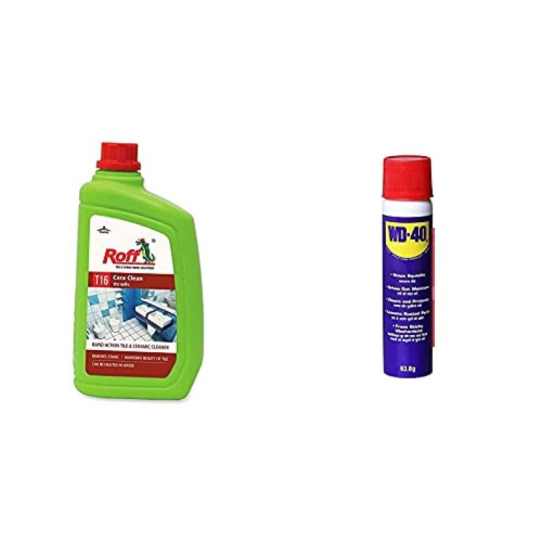 Pidilite T16 Roff Cera Clean Professional Tile, Floor And Ceramic Cleaner (1 Litre)-Any Surface+Pidilite Wd-40, Multipurpose Spray For Home Improvement, Loosens Stuck & Rust Parts, 63.8G