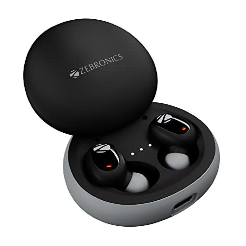 (Renewed) Zebronics Zeb-Sound Bomb N1 True Wireless Earbuds With Enc, Gaming Mode (Up To 50Ms), Up To 18H Playback, Bluetooth V5.2, Fidget Case, Voice Assistant, Splash Proof, Type C, And Mic (Midnight Black)