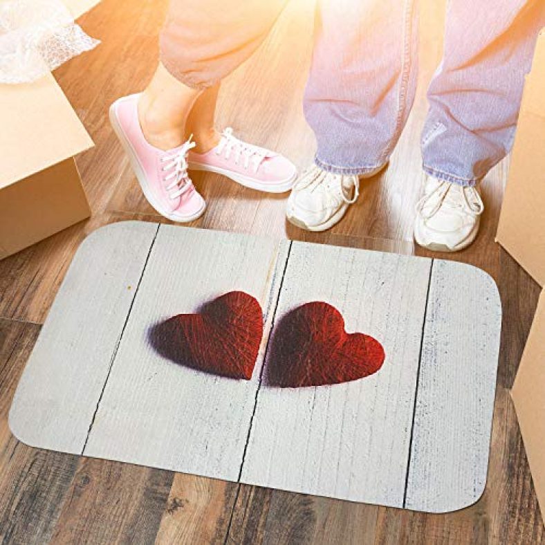 Status Super Soft Anti Slip Heart Shape Bath Mat/Door Mat/Bathroom/Bedroom/Living/Gifting/Valentine’S Day Gift Mat/Couple Gift/Birthday Gift/Home Decoration/Loved Ones 15″ X 23″ (Pack Of 1)