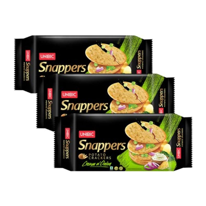 Unibic Snappers Potato Crackers – Cream & Onion (Pack Of 3) – 900Gm