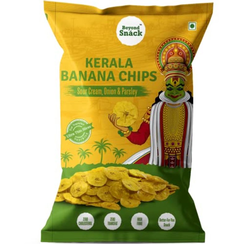 Beyond Snack Kerala Banana Chips -No Hand Touch, Fully Automated- Sour Cream Onion & Parsley Pack Of 3 (100G X3)