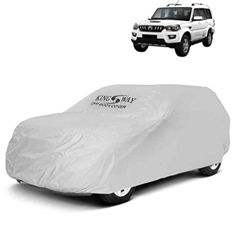 Kingsway Dust Proof Car Body Cover For Mahindra Scorpio, Model Year : 2014 – 2018, Color : Silver Matty