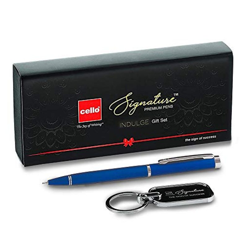 Cello Signature Indulge Gift Set | Pack Of 1 Metallic Ball Pen And A Keychain | Ball Pen Provides A Smooth Writing Experience | Perfect For Gifting On Special Occasions | Cello Signature Pens