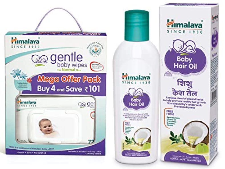 Himalaya Gentle Baby Wipes Mega Offer Pack (4N X 72’S) Save Rs.101/- & Baby Hair Oil 200 Ml(1 Count)