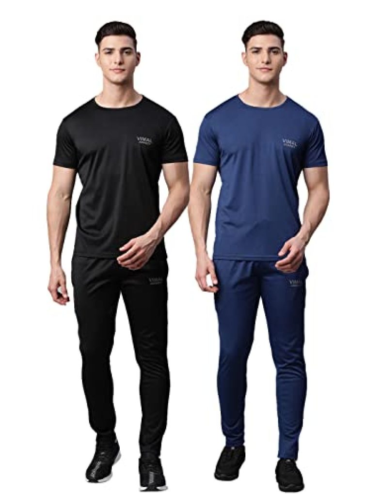 Vimal Jonney Men Regular Fit Tracksuit Multicolored Small Pack Of 2-Dryfit_T_D10_Blk_Blu_04-S