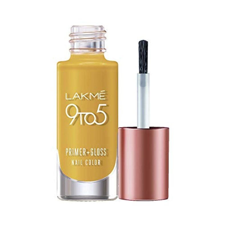 Lakmé 9 To 5 Primer + Gloss Nail Colour, Mustard Master, 6 Ml