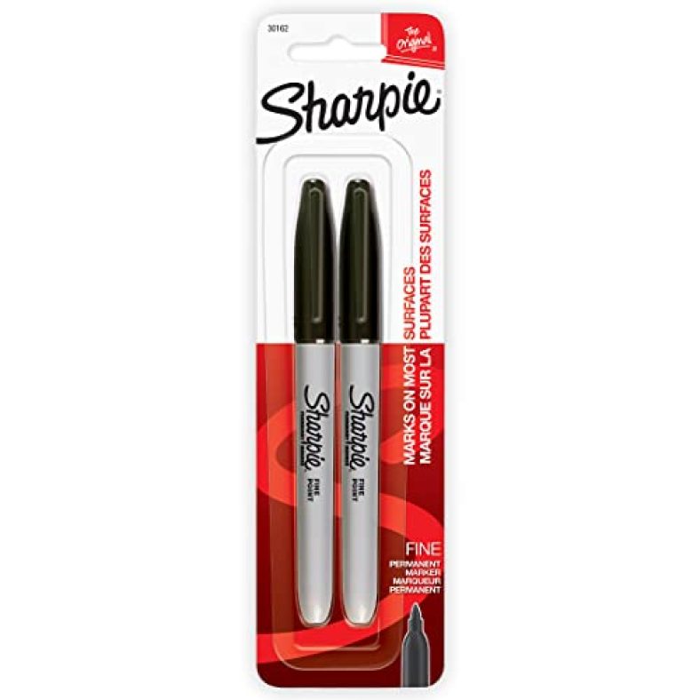 Sharpie Black Permanent Marker With Fine Tip For Precise Writing |Suitable For Multipurpose Usage| Smudge Free | Office Stationery Items | Pack Of 2