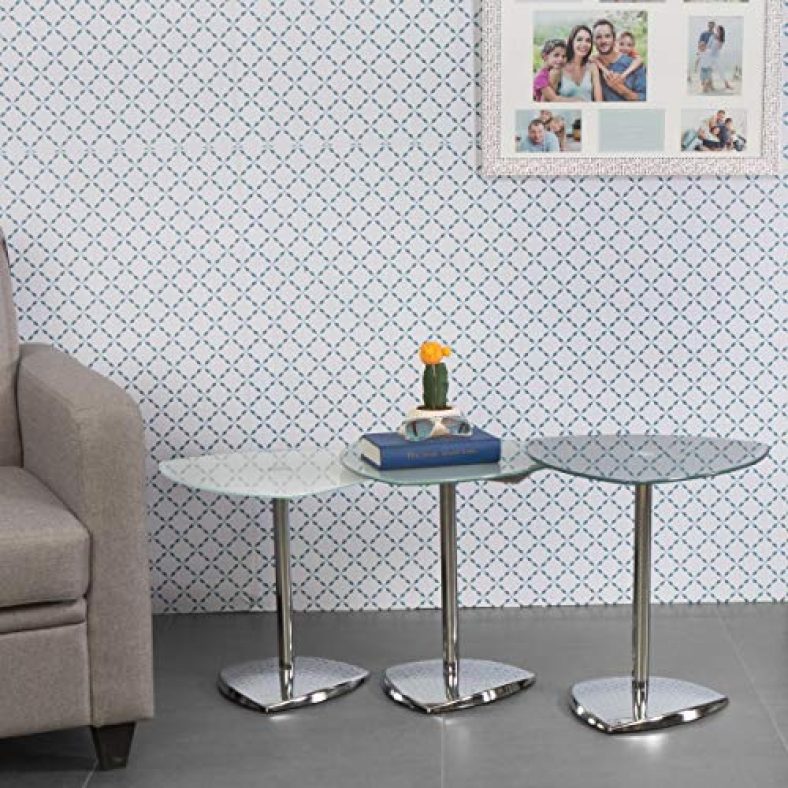 Home Centre Enzo Nest Of Tables- 3 Pcs (Metal,Silver)