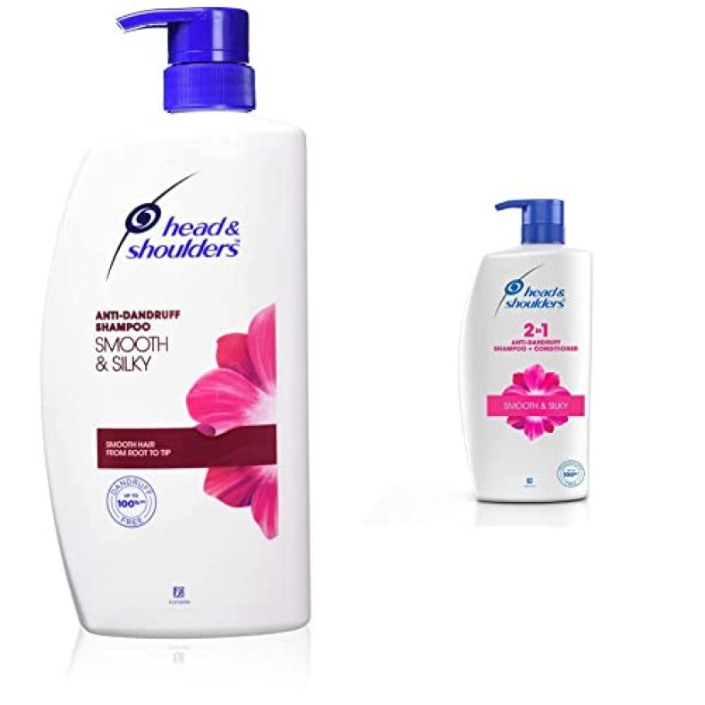 Head & Shoulders Smooth And Silky Anti Dandruff Shampoo, 1L & Head & Shoulders , Anti Dandruff Shampoo + Conditioner, Smooth & Silky, 1 L