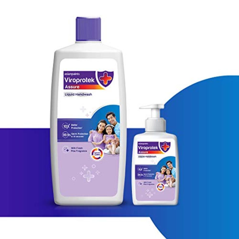 Asian Paints Viroprotek Assure Liquid Handwash Skin Care Combo Pack Of 2 (2 Bottles, 200 Ml + 1 L), Neutral