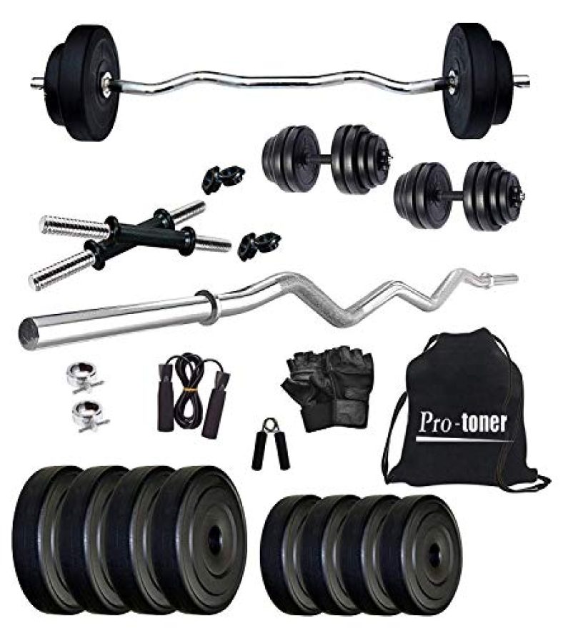 Protoner 20 Kg With 3 Rods Pvc Weight Lifting Package