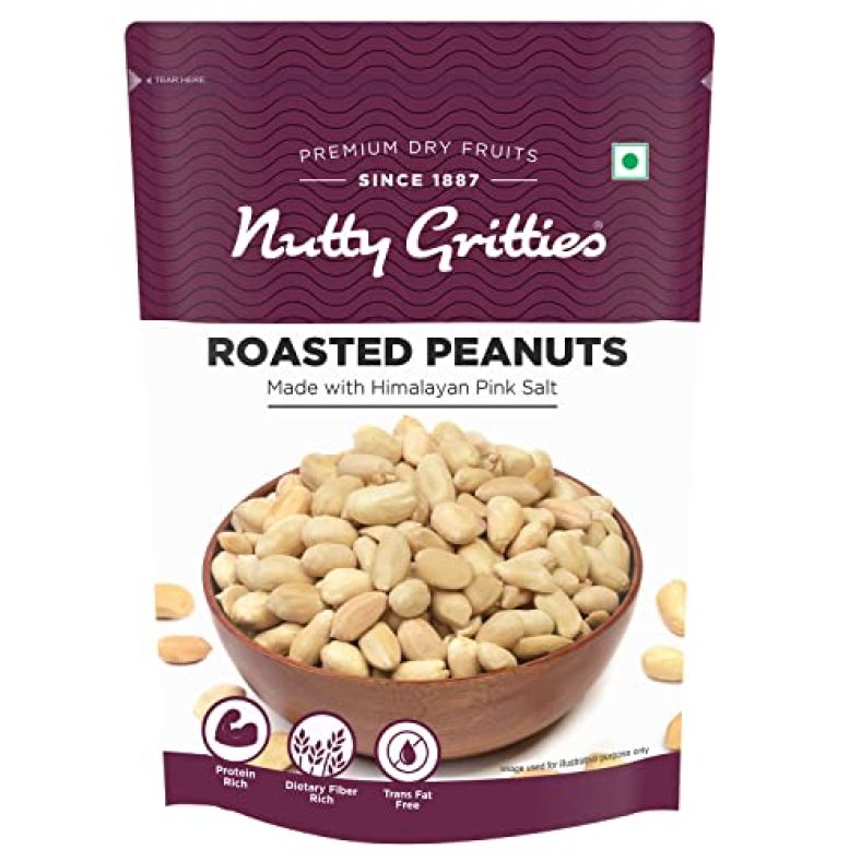 Nutty Gritties Roasted Salted Peanuts 200G (Pack Of 1) With Himalayan Pink Salt, Rich Protein, Healthy Snack For Kids And Adults
