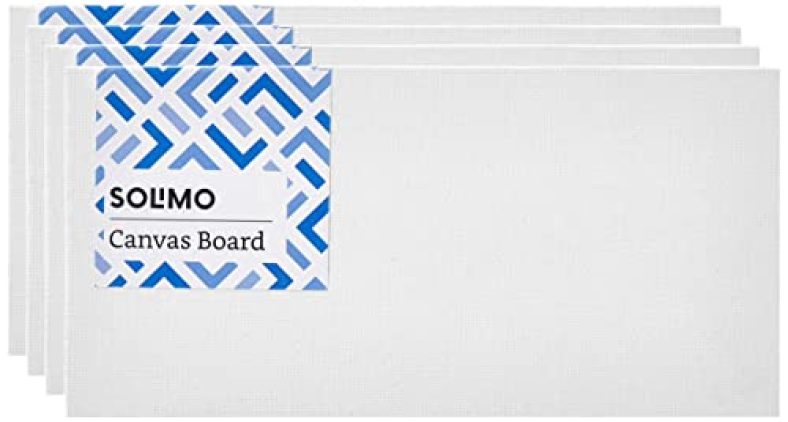 Amazon Brand – Solimo Medium Grain Cotton Canvas Board, 4 X 8 Inch, Set Of 8