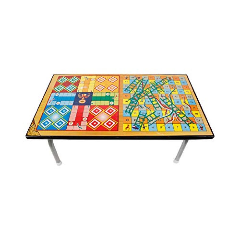 Toys Treasure Multipurpose Wooden Foldable 2 In 1 Ludo Gaming Table For Kids, Multicolor