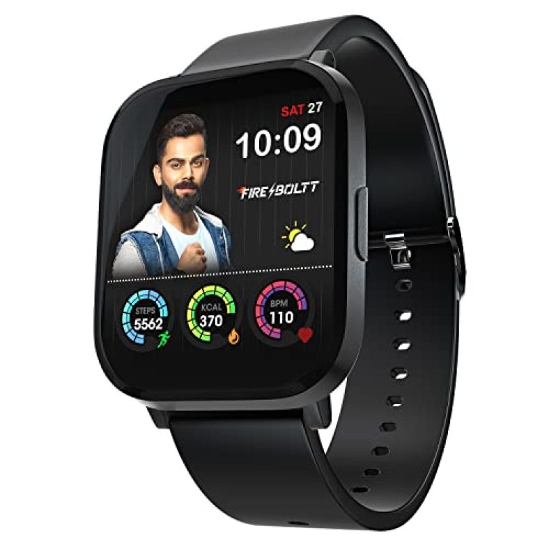 Fire-Boltt Ninja 2 Max 1.5″ Full Touch Display, Spo2, Heart Rate, 20 Sports Mode & Sleep Monitor, Gesture,Camera & Music Control, Ip68 Dust & Sweat Resistance (Black)