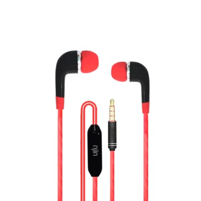 Njin Newly Launched Freestyle In Ear Wired Earphone With In-Built Mic,Crystal Clear Sound, Ipx5 Sweat/Water Proof, Enc Technology, 10Mm Audio Drivers (Red Black, Wired)